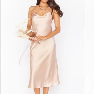 Champagne luxe satin Verona Cowl Dress